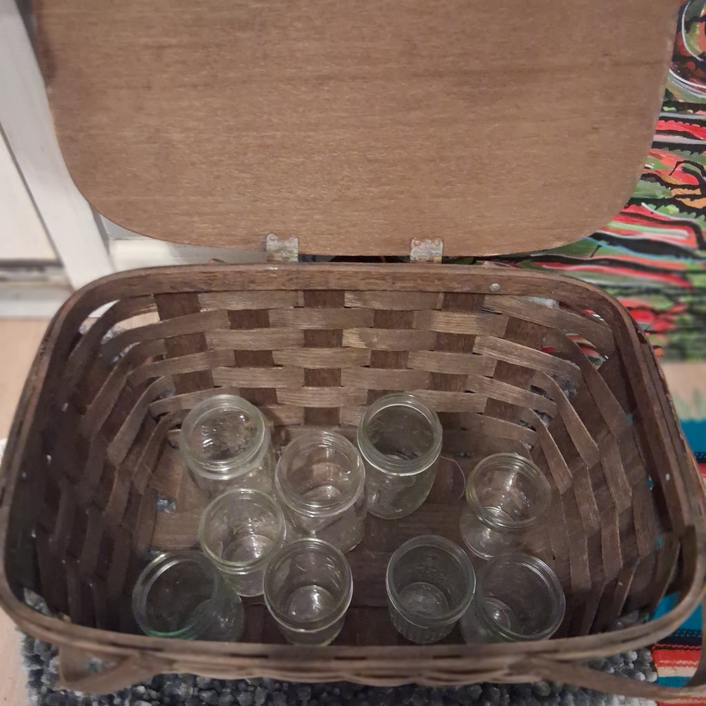 Vintage bohemian picnic basket.